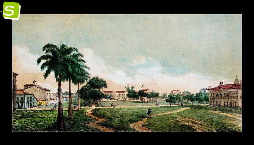 Largo do Palácio. ao fundo, Museu de arte de Belém (Mabe) e Museu do Estado do Pará (Mhep).