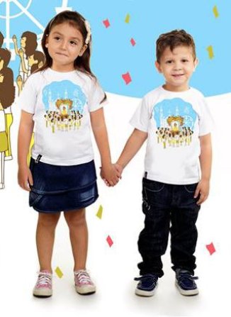 Camisas Infantis Círio da família: R$ 25,00 (Preço promocional). Tamanhos disponíveis: 1 ano, 2 anos, 6 anos, 8 anos e 10 anos.